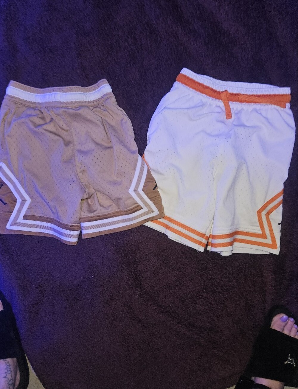 Kids Athletic Jordan Mesh Shorts - White with Orange Trim